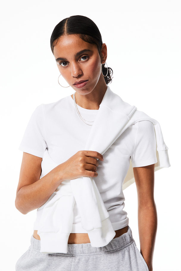 H&M Nauwsluitend T-shirt Wit