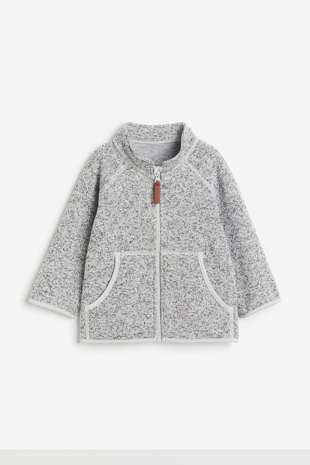H&M Knitted Fleece Jacket Grey Marl