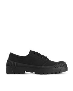 Chunky Canvas Trainers Black