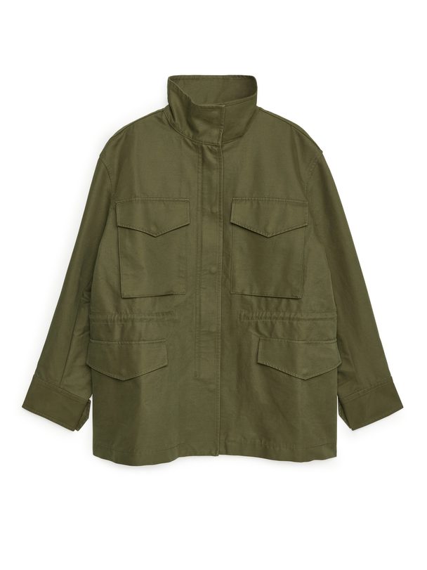 ARKET Cotton Utility Jacket Khaki Green