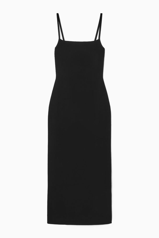 COS Square-neck Knitted Slip Dress Black