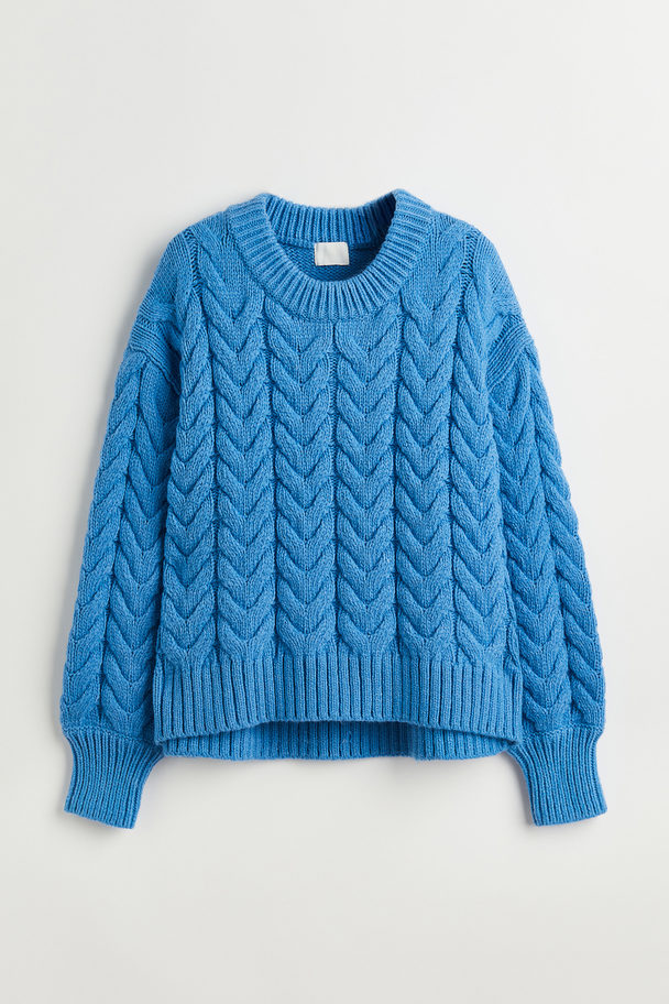H&M H&m+ Cable-knit Jumper Blue