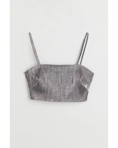 Glittery Cropped Top Silver-coloured