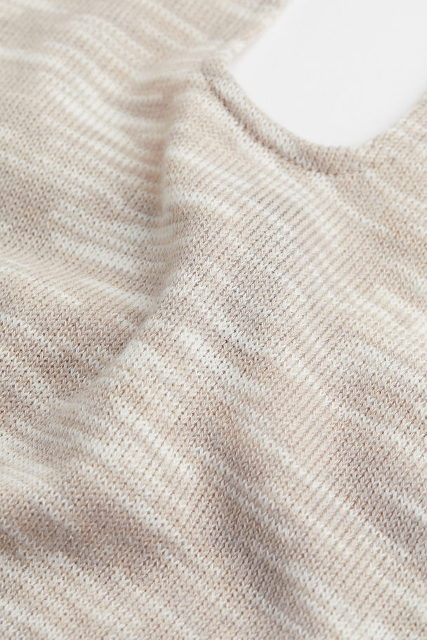H&M Fine-knit Halterneck Top Light Beige Marl