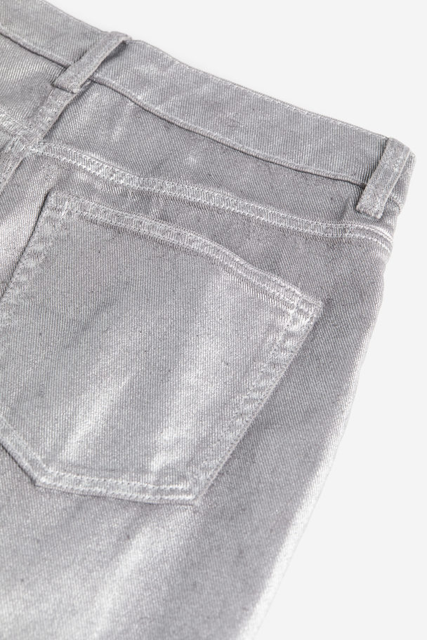 H&M Coated Straight High Jeans Silver