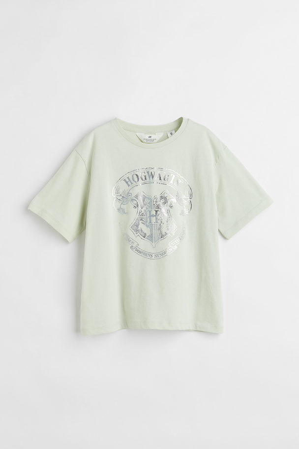 H&M T-Shirt mit Print Hellgrün/Harry Potter