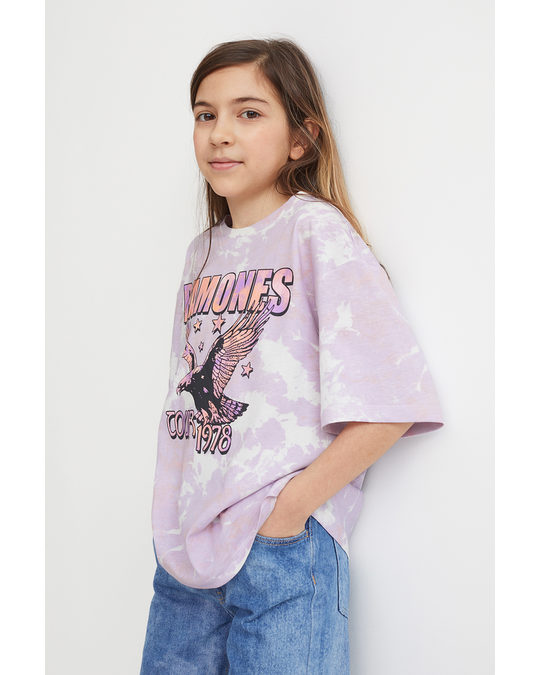 H&M Printed T-shirt Purple/ramones