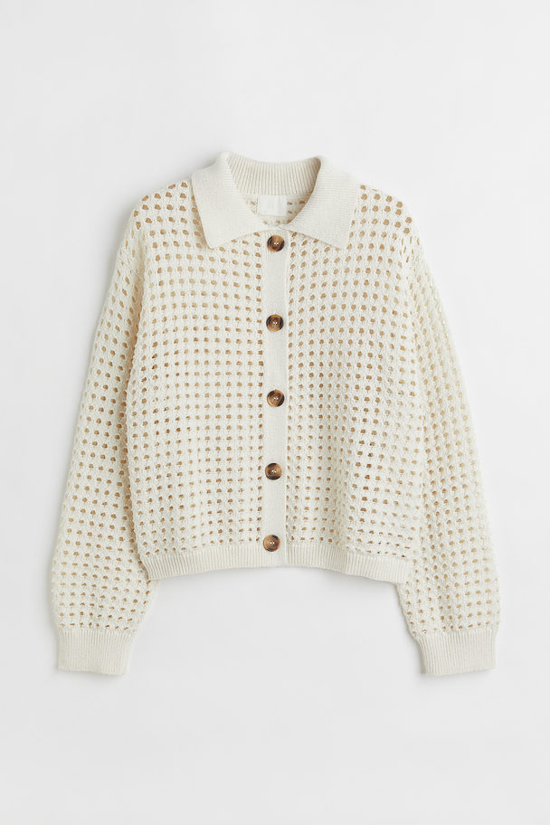 H&M Knitted Cardigan Natural White