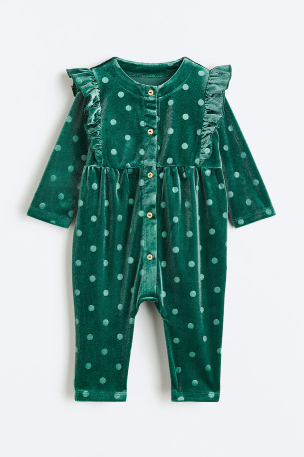 H&M Sweatshirt All-in-one Suit Dark Green/spotted
