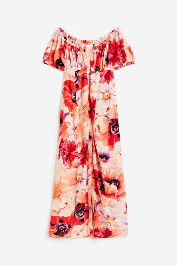 H&M Mama Off Shoulder-kjole Abrikos/blomstret