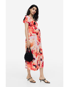 Mama Off Shoulder-klänning Aprikos/blommig