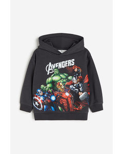 Printed Hoodie Dark Grey/the Avengers