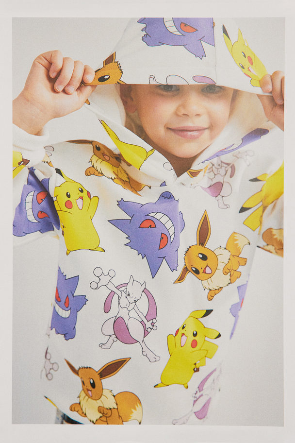 H&M Capuchonsweater Met Print Wit/pokémon