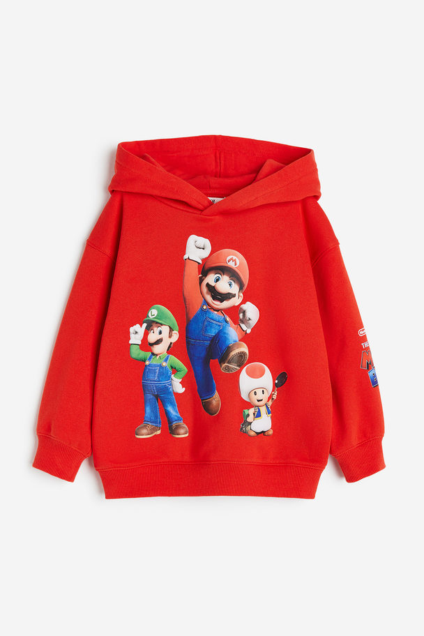 H&M Printed Hoodie Red/super Mario