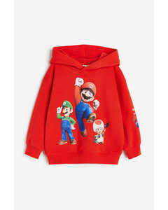 Printed Hoodie Red/super Mario
