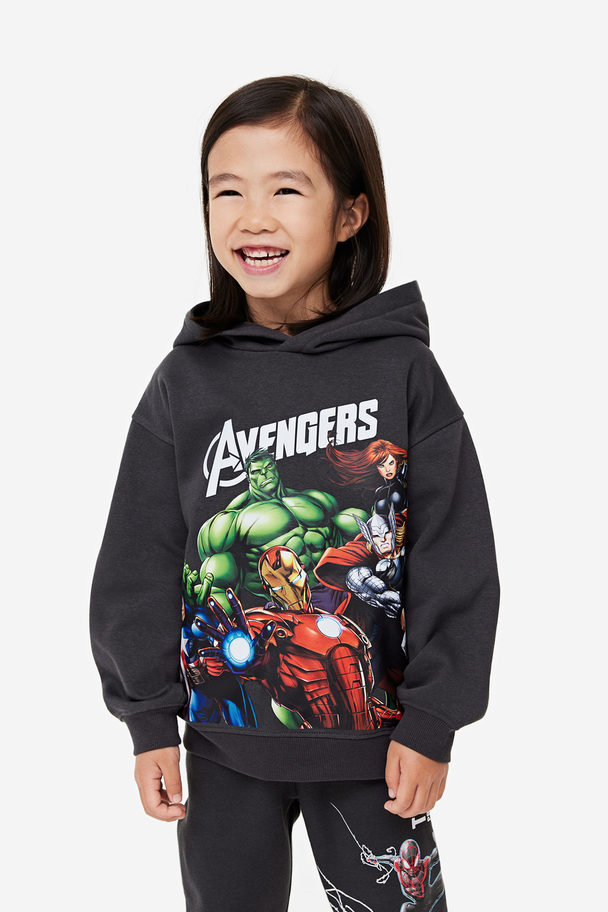 H&M Capuchonsweater Met Print Donkergrijs/the Avengers