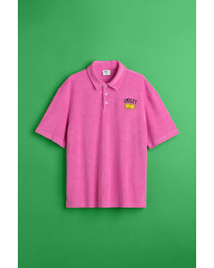 Relaxed Fit Terry Polo Shirt Pink/smiley®