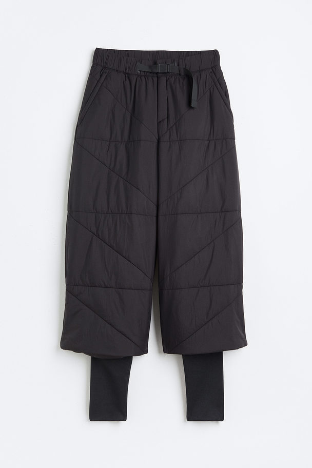 H&M Belted Puffer Trousers Black