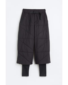 Belted Puffer Trousers Black