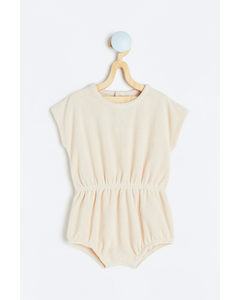 Jumpsuit aus Frottee Hellbeige