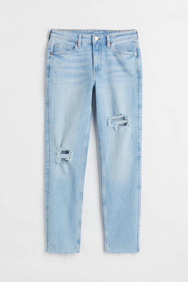 H&M Girlfriend Regular Jeans Light Denim Blue