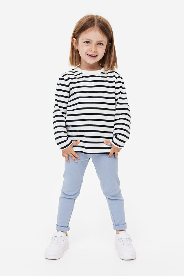 H&M Long-sleeved Jersey Top Dark Blue/striped