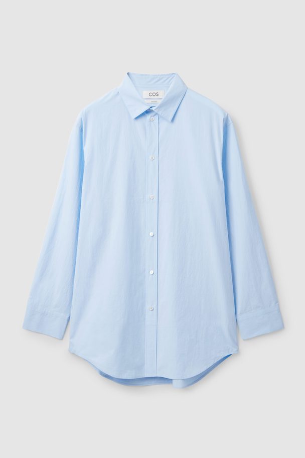 COS Relaxed-fit Longline Poplin Shirt Light Blue