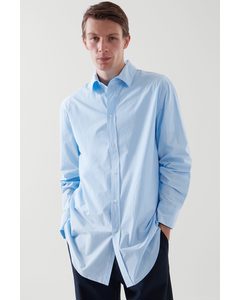 Relaxed-fit Longline Poplin Shirt Light Blue