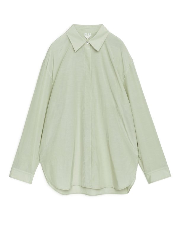 ARKET Relaxed Cupro Cotton Shirt Light Green
