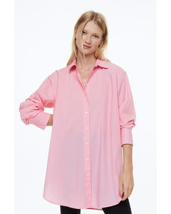 Lange Katoenen Overhemdblouse Roze