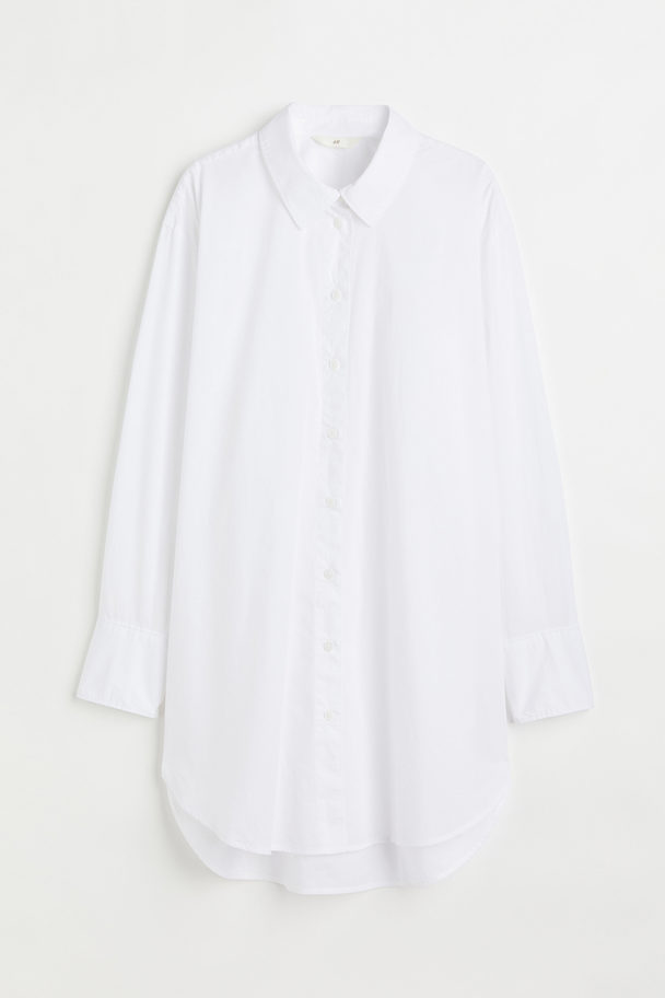 H&M Lang Bomuldsskjorte Hvid