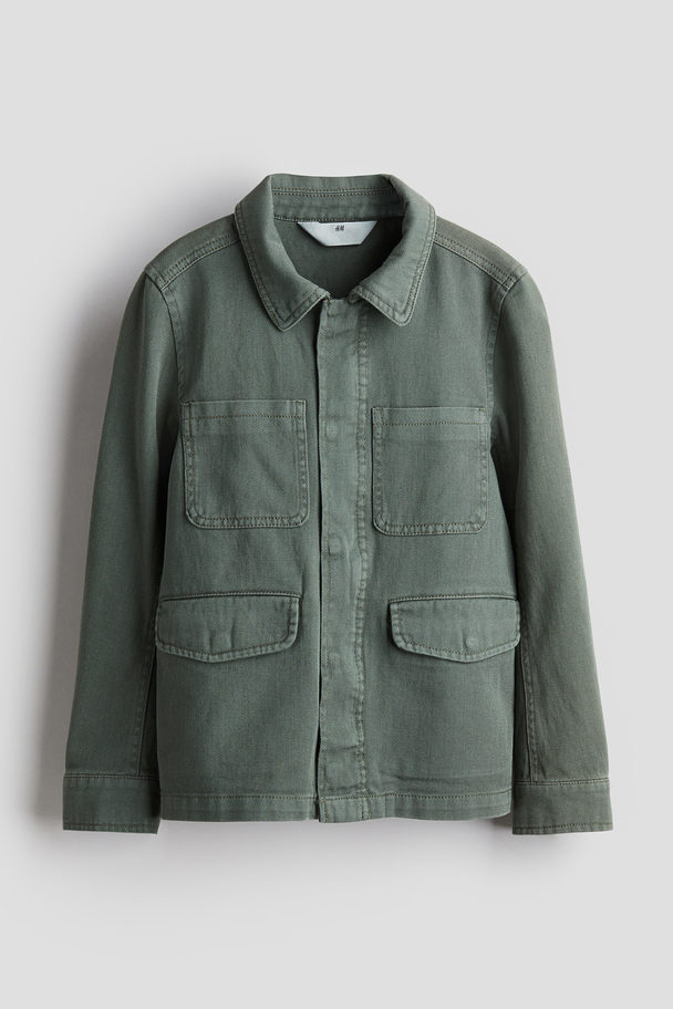 H&M Skjortejakke I Bomullstwill Kakigrønn