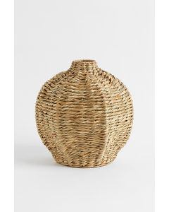 Handgefertigte Vase aus Seegras Beige