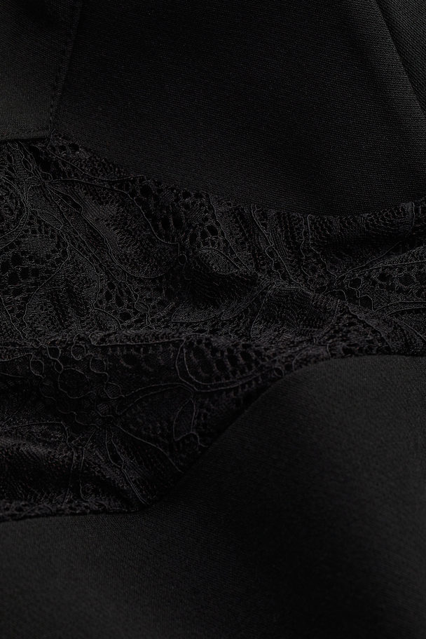 H&M Lace-detail Mini Dress Black