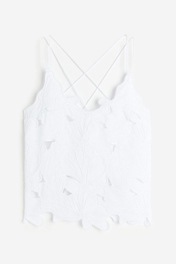 H&M Embroidered Top White