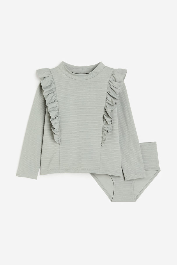 H&M Gemustertes Badeset mit Volants Grau