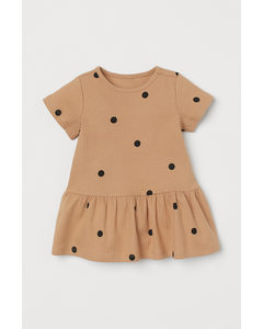 Ribbed Dress Beige/spotted