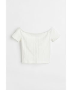 Ribbed Off-the-shoulder Top White