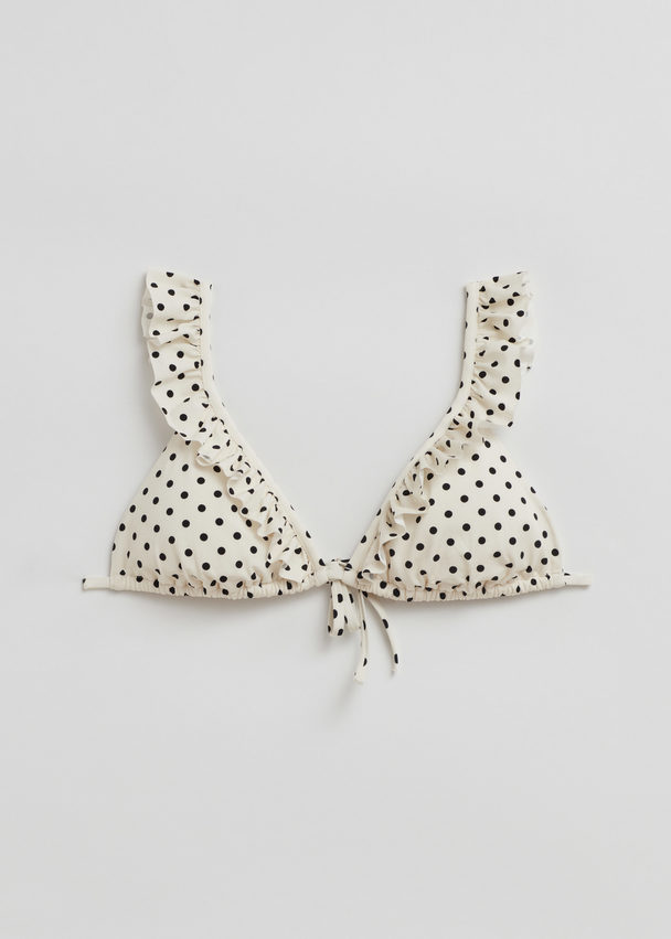 & Other Stories Frilled Triangle Bikini Top Ivory