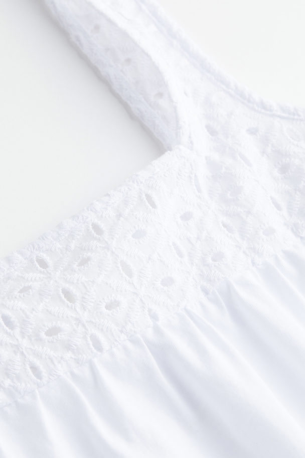 H&M Top mit Broderie Anglaise Weiß