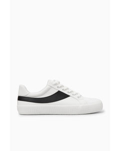 Leather-trimmed Canvas Trainers White