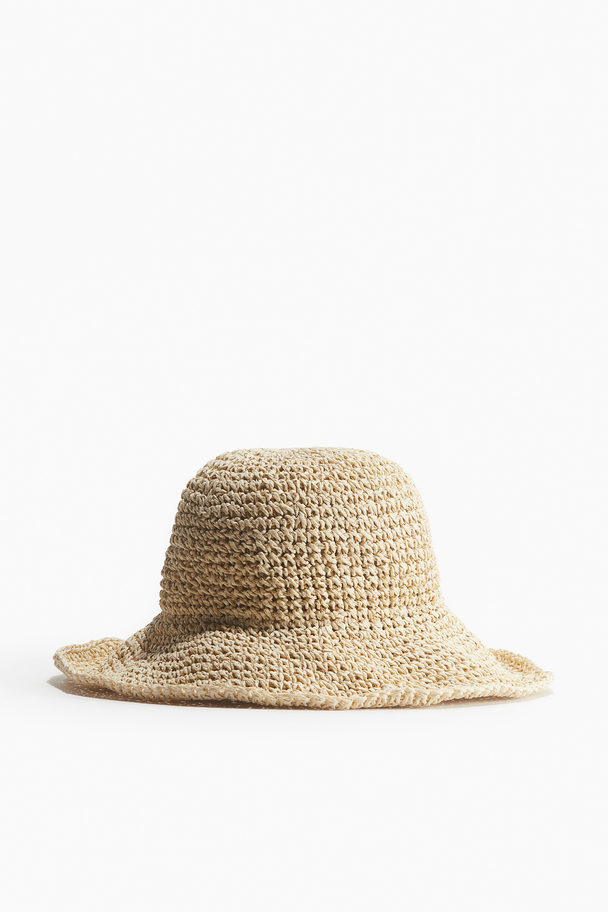 H&M Wavy-brim Straw Hat Light Beige