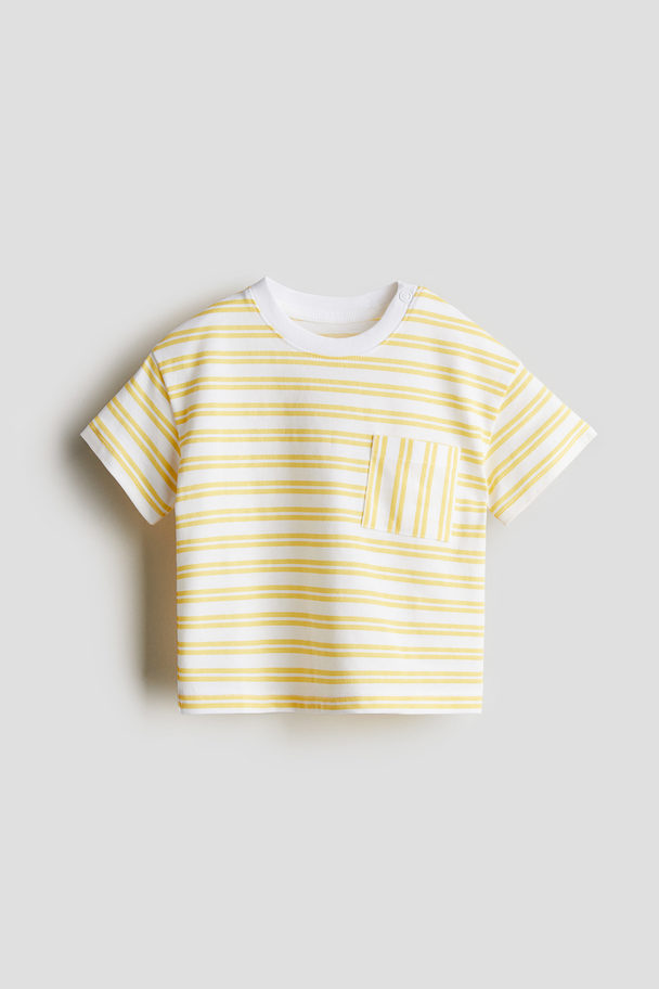 H&M Cotton Jersey T-shirt White/yellow-striped