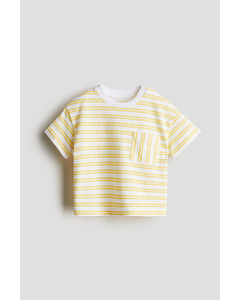T-Shirt aus Baumwolljersey Weiß/Gelb gestreift