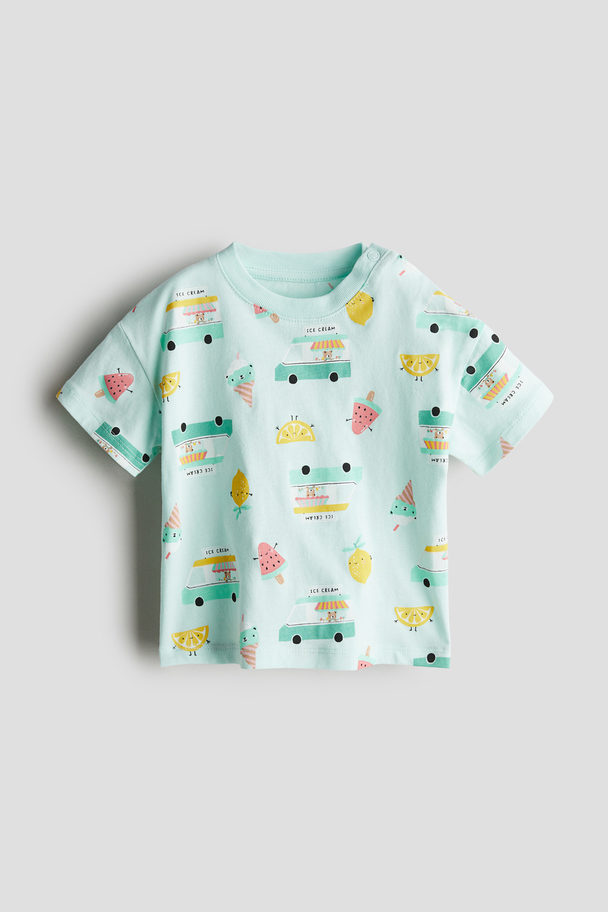 H&M Cotton Jersey T-shirt Mint Green/ice Cream