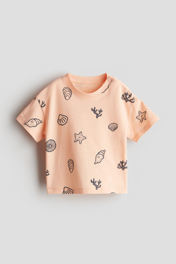 H&M Cotton Jersey T-shirt Peach/seashells