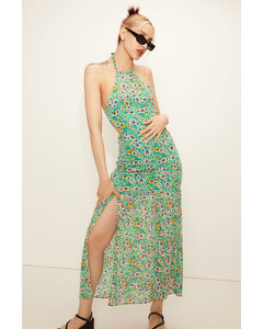 Open-backed Chiffon Dress Green/floral
