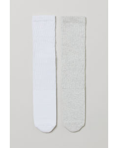 2er-Pack Socken Weiß/Hellgraumeliert