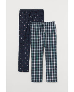 Set Van 2 Pyjamabroeken Donkerblauw/ananassen