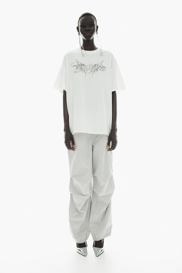 H&M Parachute Trousers Light Grey